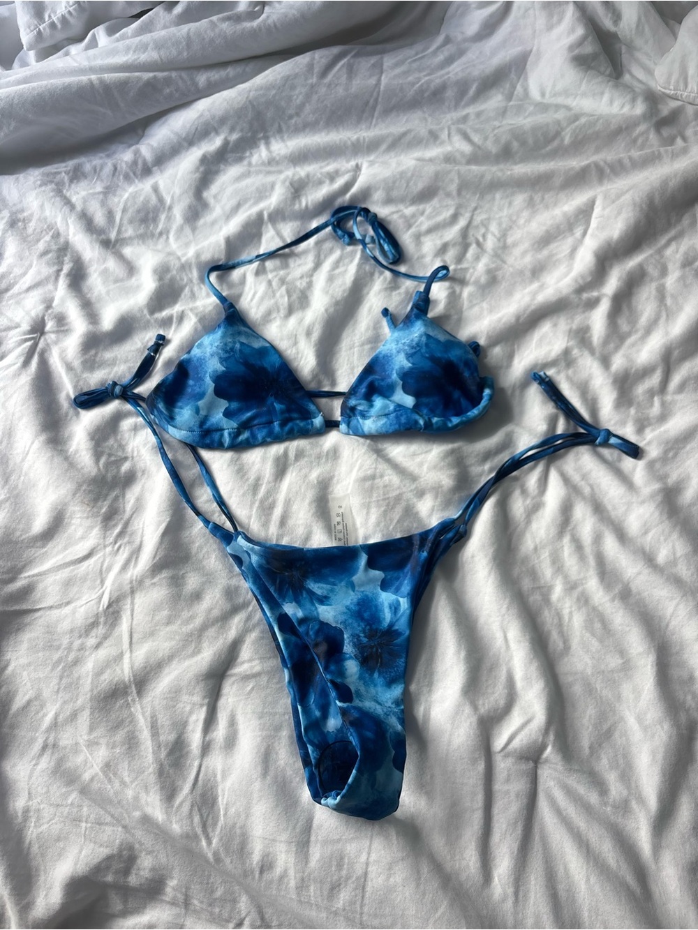 SHEIN Blue Floral Tie-Side Bikini Set